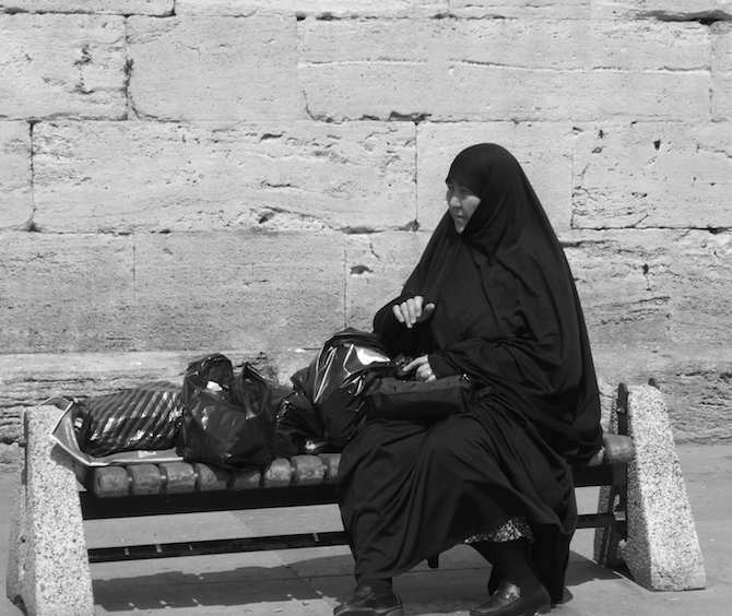 Muslim woman resting near Spice Bazaar