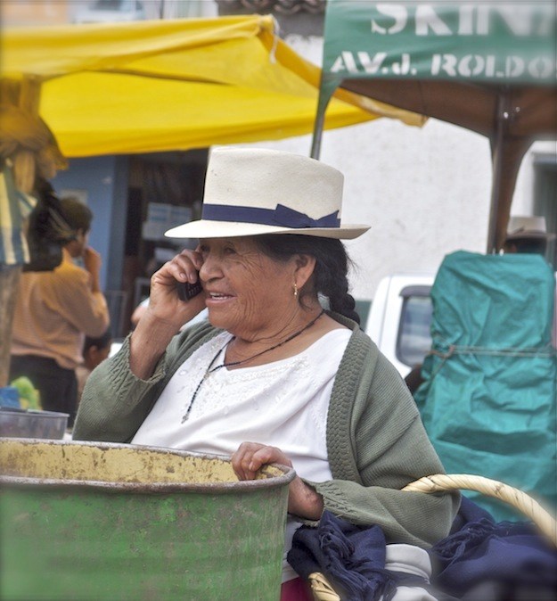 Indigenous Ecuadorian Woman at Market Near Cuenca