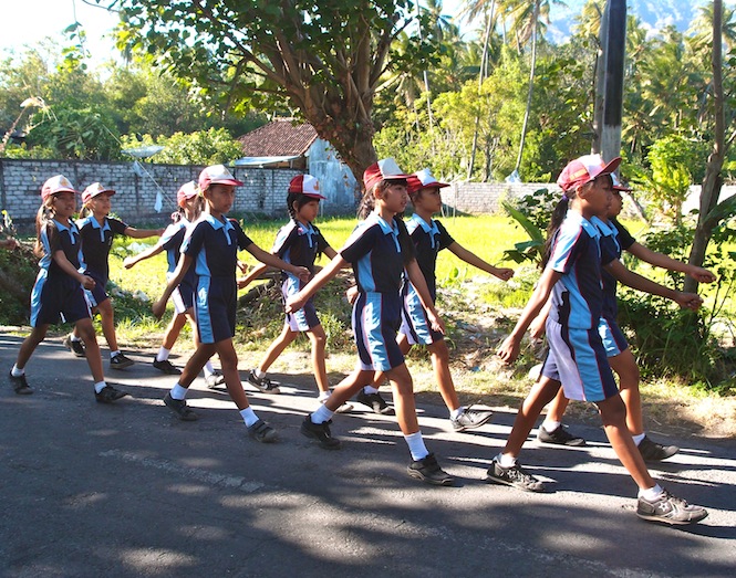 Marching Balinese students