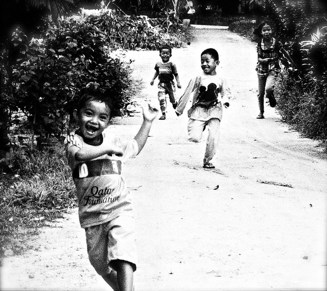 Village kids running